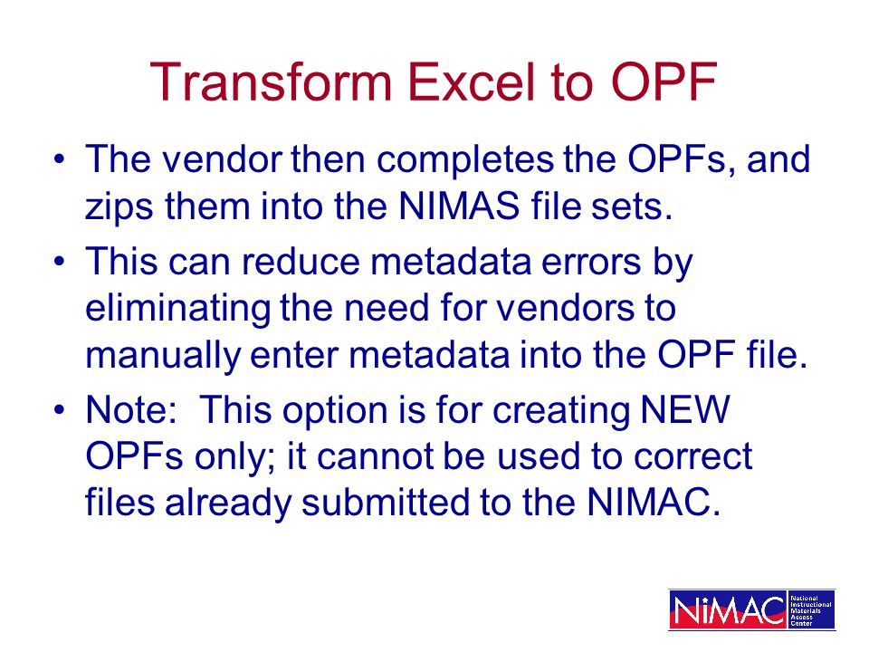 Nimas File Sets